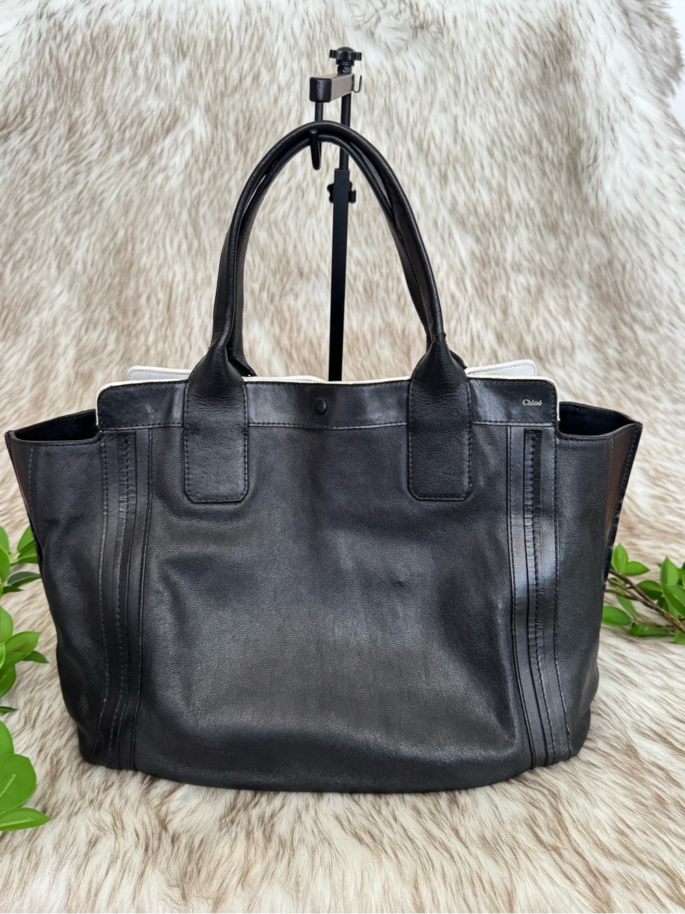 Chloe Alison Black Leather Tote Bag